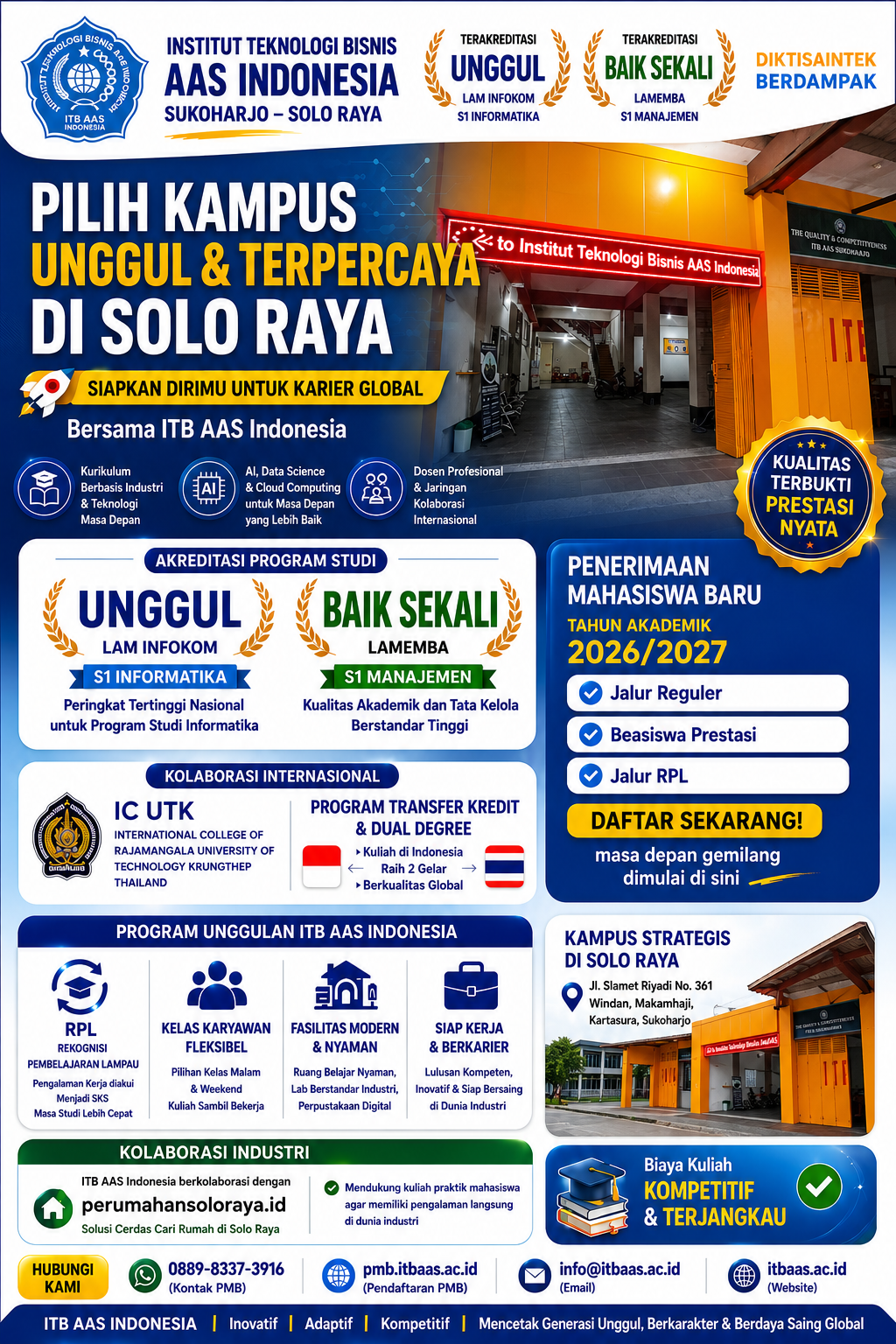 Kampus Bisnis dan Teknologi Terbaik di Solo ITB AAS Indonesia Raih Akreditasi Unggul