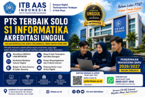 Mahasiswa S1 Informatika ITB AAS Indonesia dengan Akreditasi Unggul sebagai salah satu PTS terbaik di Solo Raya Tahun Akademik 2026/2027.