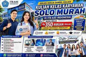 Mahasiswa kelas karyawan ITB AAS Indonesia mengikuti perkuliahan hybrid di Solo dengan biaya kuliah murah mulai Rp350 ribuan per bulan Tahun Akademik 2026/2027.