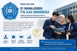 Di tengah dinamika dunia bisnis yang terus berkembang, kebutuhan akan sumber daya manusia yang memiliki kemampuan manajerial, kepemimpinan, dan jiwa kewirausahaan semakin meningkat. Menjawab tantangan tersebut, Program Studi S1 Manajemen ITB AAS Indonesia hadir sebagai pilihan tepat bagi generasi muda yang ingin menjadi pemimpin bisnis, entrepreneur, maupun profesional yang siap bersaing di era ekonomi modern.