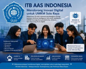 Institut Teknologi Bisnis (ITB) AAS Indonesia terus mendorong lahirnya inovasi digital yang berdampak langsung bagi masyarakat. Melalui program penguatan kewirausahaan dan teknologi, mahasiswa lintas program studi mengembangkan berbagai prototipe startup berbasis Artificial Intelligence (AI) yang ditujukan untuk membantu pelaku Usaha Mikro, Kecil, dan Menengah (UMKM) di Solo Raya menghadapi tantangan era digital.