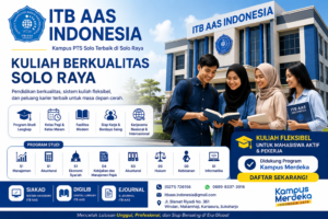 Tentang WordPress Kampus PTS Solo Terbaik di Solo Raya ITB… Sesuaikan 1414 pembaruan teresedia 11 komentar perlu moderasi Baru Edit Laman Sunting dengan Elementor SEOOK Jeg Kit Site Kit Edit Beranda Hai, itbaas.indonesia@gmail.com Cari Skip to content Jl. Slamet Riyadi No. 361 Windan, Makamhaji, Kartasura, Sukoharjo0271726156 Kampus PTS Solo Terbaik di Solo Raya ITB AAS INDONESIA Kampus PTS Solo Terbaik di Solo Raya ITB AAS INDONESIAKampus PTS Solo Terbaik di Solo Raya ITB AAS INDONESIA Beranda Profil Tentang ITB AAS Visi & Misi Sejarah Struktur Organisasi Fakultas Fakultas Ekonomi Bisnis S1 Ekonomi Syariah S1 Manajemen S1 Akuntansi D4 Kebijakan dan Manajemen Pajak D3 Akuntansi Kajian Ilmiah Dosen ITB AAS Fakultas Hukum S1 Hukum Fakultas Kesehatan D3 Kebidanan Fakultas Teknologi S1 Informatika PMB Informasi Penerimaan Mahasiswa Baru Syarat Pendaftaran Formulir Online / Link Daftar Kemahasiswaan Unit Kegiatan Mahasiswa (UKM) Beasiswa Prestasi Mahasiswa Layanan Karier / Alumni Pengumuman Berita Kampus Agenda / Event Pengumuman Resmi Kontak Unduh spp INSTITUT TEKNOLOGI BISNIS AAS INDONESIA Menghadirkan sistem kuliah fleksibel dengan pilihan kelas pagi dan kelas malam untuk mahasiswa aktif dan pekerja. Didukung program Kampus Merdeka, kampus ini berkomitmen mencetak lulusan unggul, profesional, siap kerja, dan mampu bersaing di dunia industri serta berkontribusi nyata bagi bangsa. Daftar Sekarang Institut Teknologi Bisnis AAS Indonesia Kampus PTS Solo Terbaik – Institut Teknologi Bisnis AAS Indonesia merupakan salah satu kampus PTS terbaik di Solo Raya yang berlokasi di Kabupaten Sukoharjo, Jawa Tengah. Perguruan tinggi swasta unggulan ini dikelola oleh Yayasan Amaliyah Ilmi Surakarta dan dikenal sebagai kampus berkualitas dengan program studi modern, biaya kuliah terjangkau, serta fokus mencetak lulusan siap kerja dan berdaya saing global. Lihat Berita Kampus Magister Berita Kampus SEGERA DIBUKA! Program S2 Manajemen ITB AAS Indonesia Juli 4, 2026 SEGERA DIBUKA! Program S2 Manajemen ITB AAS Indonesia Hadirkan Dual Degree Bersama ICUTK Thailand SUKOHARJO, Institut Teknologi Bisnis (ITB) AAS... 0 MOU Berita Kampus ITB AAS Indonesia Sambut Delegasi Kampus Thailand Juli 2, 2026 Perkuat Internasionalisasi, ITB AAS Indonesia Sambut Delegasi Kampus Thailand dalam Agenda Akademik dan Pengabdian Global Kerjasama SUKOHARJO, Kamis, 2 Juli... 0 Bingung memilih kampus? Pelajari 7 cara memilih kampus yang tepat selain berdasarkan akreditasi. Pendaftaran Mahasiswa Baru ITB AAS Indonesia 2026/2027 masih dibuka. Berita Kampus Jangan Hanya Lihat Akreditasi! Ini 7 Cara Memilih Kampus yang Tepat agar Siap Kerja di Era AI Juli 1, 2026 Cara Memilih Kampus yang Tepat Selain Berdasarkan Akreditasi, Jangan Sampai Salah Menentukan Masa Depan SUKOHARJO – Memilih perguruan tinggi merupakan... 0 SIAKAD SISTEM AKADEMIK ITB AAS DIGILIB DIGITAL LIBRARY ITB AAS EJOURNAL E JOURNAL ITB AAS Mitra Kerjasama Nasional 20 21 22 Mitra Kerjasama Internasional Siam Technology College Imus Institute of Science and Technology (IIST) Systems Plus College Foundation (SPCF) Contact Telp (0271) 726156 WA 0889-8337-3916 itbaas.indonesia@gmail.com Jl. Slamet Riyadi No. 361 Windan, Makamhaji, Kartasura, Sukoharjo Tentang Kami ITB AAS INDONESIA Institut Teknologi Bisnis AAS Indonesia (disingkat ITB AAS Indonesia) merupakan salah satu perguruan tinggi swasta di Indonesia yang berlokasi di Kabupaten Sukoharjo, Jawa Tengah. Perguruan tinggi ini dikelola oleh Yayasan Amaliyah Ilmi Surakarta. Copyright © All rights reserved. Theme Creativ University by Creativ Themes dari materi di atas, buatkan saya artikel untuk di post di website dengan focus keyphrase 'Kuliah Berkualitas Solo Raya', dan kembangkan judulnya agar support dan keindeks di pencarian AI/support GEO dan support SEO dengan maksimal 60 karakter (jangan lebih!). buat minimal 400 kata. dan buatkan 12 keywordnya dalam bentuk koma (buat keyword yang sesuai dengan isi materi dan topik artikel(jangan yang out of topic, dan jangan yang melebar. jadi spesifik sesuai focus keyphrase)). buatkan meta descriptionnya (kurang dari 153 huruf/karakter). Buat format artikelnya agar support GEO dan SEO,